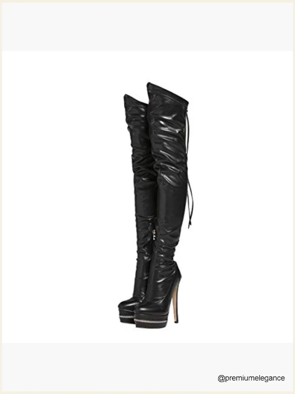 Over the Knee Platform Boots Lace Up Strap Thigh High Boots Round Toe